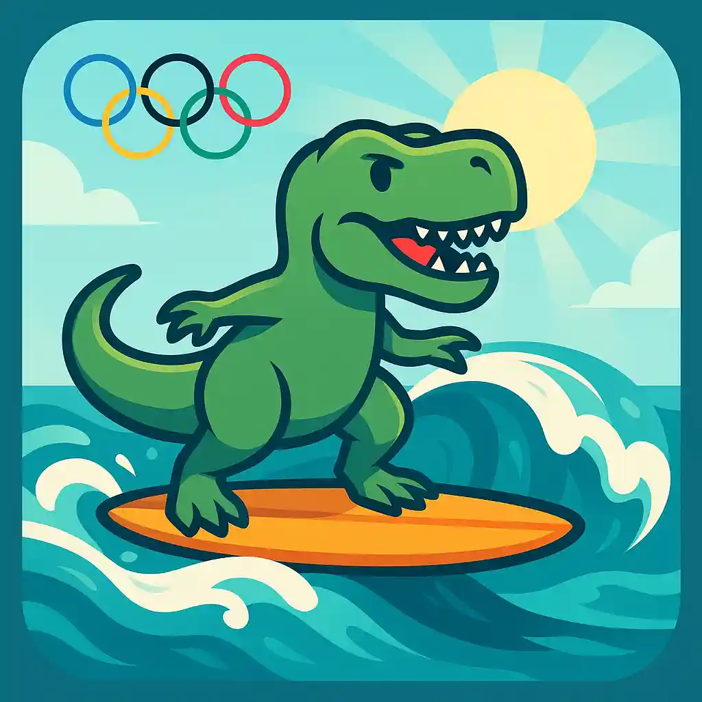 Chrome Dino Olympic Surfing Theme
